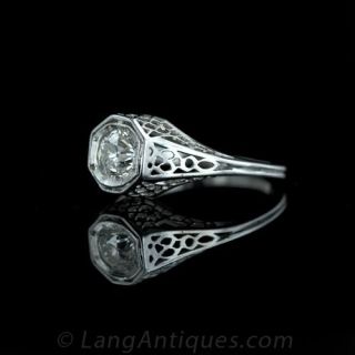 .53 Old Mine Diamond Pierced Platinum Ring