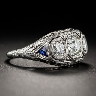 .54 Carat Center Diamond Art Deco Three-Stone Ring