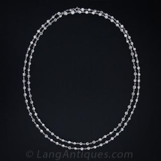 54 Inch Long Platinum and Diamond Chain