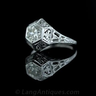 .55 Carat European Cut Diamond Ring in 18K White Gold