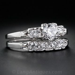 .55 Carat Vintage Platinum and Diamond Wedding Set