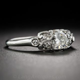 .57 Carat Platinum Diamond Art Deco Engagement Ring