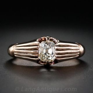 .58 Carat Antique Cushion Victorian Diamond Solitaire Ring