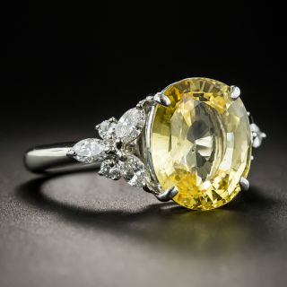 6.15 Ct No-Heat Ceylon Yellow Sapphire Platinum Diamond Ring (GIA)