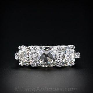 6.17 ct. Art Deco Three-Stone Diamond Ring