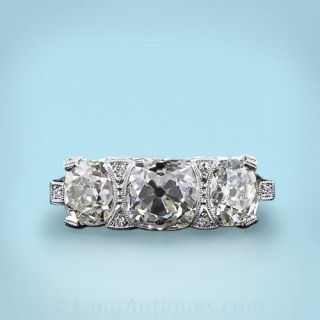 6.17 ct. Art Deco Three-Stone Diamond Ring