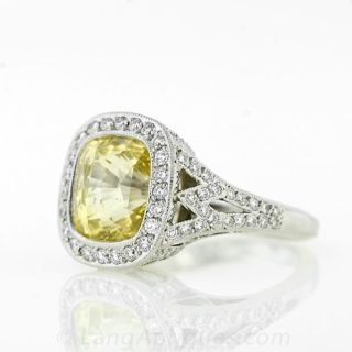 6.23 Carat Yellow Sapphire and Diamond Ring