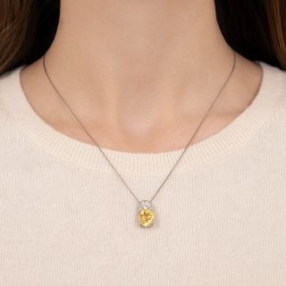 6.27 Carat No-Heat Yellow Sapphire and Diamond Pendant - GIA