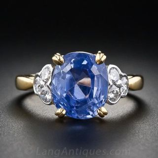 6.28 Carat Ceylon Sapphire and Diamond Ring