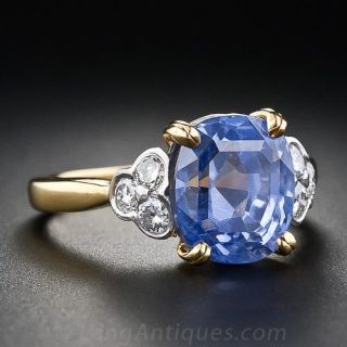 6.28 Carat Ceylon Sapphire and Diamond Ring