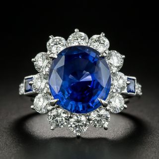 6.30 Carat No-Heat Ceylon Sapphire and Diamond Ring -  GIA - 3