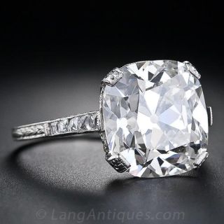 6.48 Carat Antique Cushion Cut Diamond Ring