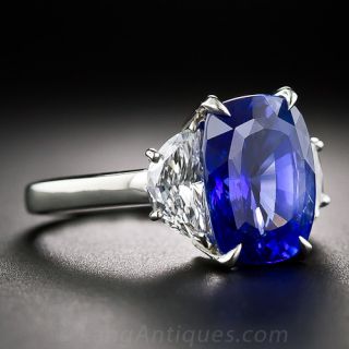 6.48 Carat No-Heat Ceylon Sapphire and Diamond Ring
