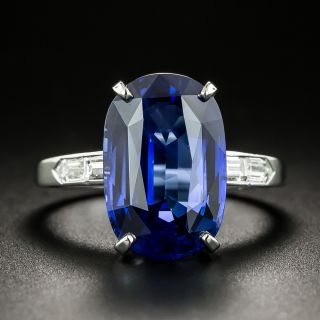 6.60 Carat Sapphire and Baguette Diamond Ring - 2