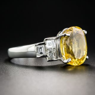 6.62 Carat Yellow Sapphire Platinum Diamond Ring