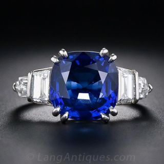 6.64 Carat Sapphire and Diamond Ring