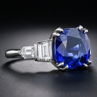 6.64 Carat Sapphire and Diamond Ring