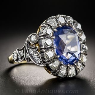 6.72 Carat No-Heat Ceylon Sapphire and Diamond Ring