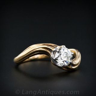 .60 Carat Antique Cushion Cut Diamond Art Nouveau Engagement Ring