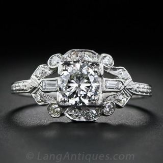 .60 Carat Art Deco Platinum and Diamond Engagement Ring