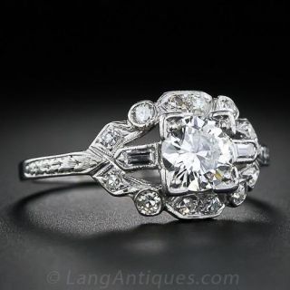 .60 Carat Art Deco Platinum and Diamond Engagement Ring