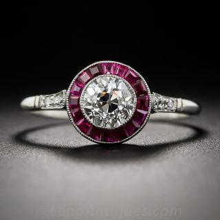 .60 Carat Diamond and Calibre Ruby Engagement Ring - GIA G-VS2