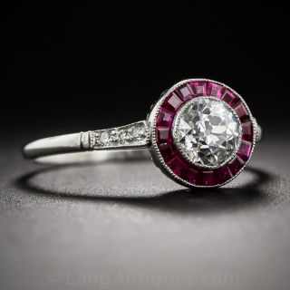 .60 Carat Diamond and Calibre Ruby Engagement Ring - GIA G-VS2