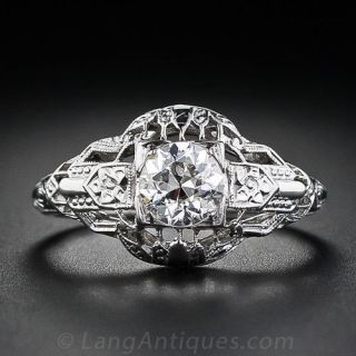 .60 Carat Diamond Late Edwardian/Early Art Deco Engagement Ring in 19K White Gold