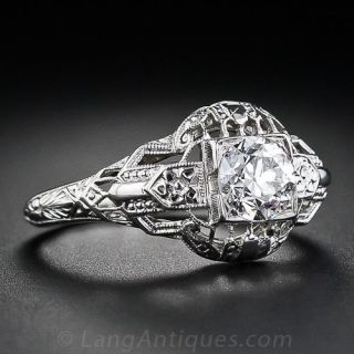 .60 Carat Diamond Late Edwardian/Early Art Deco Engagement Ring in 19K White Gold