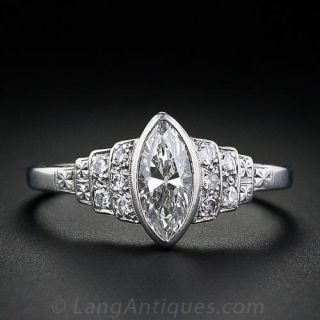 .60 Carat  Marquise Art Deco  Diamond Ring in Platinum