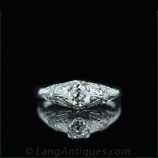 .60 Carat Old MIne Cut Diamond Engagement Ring Main View