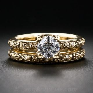 .61 Carat Diamond Estate Wedding Set by Van Craeynest 