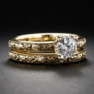.61 Carat Diamond Estate Wedding Set by Van Craeynest 