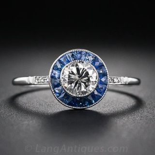 .62 Carat Diamond and Calibre Sapphire Ring