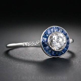 .62 Carat Diamond and Calibre Sapphire Ring
