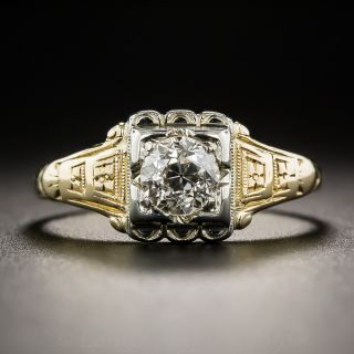 .62 Carat Diamond Two-Tone Gold Art Deco Engagement Ring 