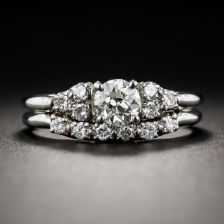 .62 Carat Diamond Vintage Engagement Ring with Locking Wedding Band