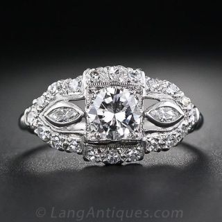 .62 Carat Platinum and Diamond Art Deco Engagement Ring