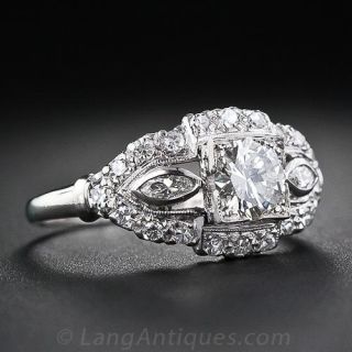 .62 Carat Platinum and Diamond Art Deco Engagement Ring