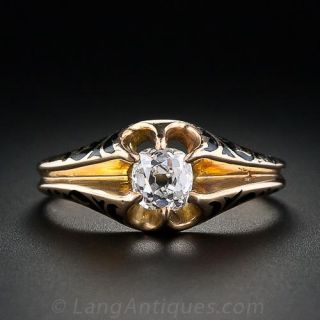 .62 Carat Victorian Diamond Ring with Black Enamel