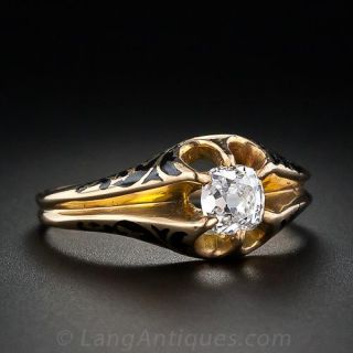 .62 Carat Victorian Diamond Ring with Black Enamel