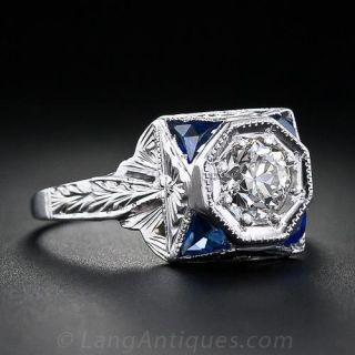 .63 Carat Diamond and Synthetic Sapphire Ring