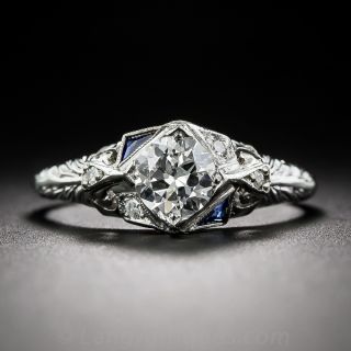 .63 Carat Diamond, Sapphire and Platinum Ring - GIA F/VS1