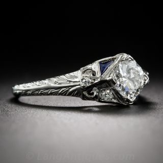 .63 Carat Diamond, Sapphire and Platinum Ring - GIA F/VS1
