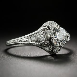 .63 Carat Platinum and Diamond Early-Art Deco Engagement Ring