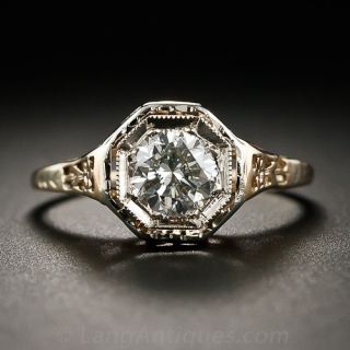 .64 Carat Diamond Two-Tone, Art Deco Filigree Ring