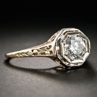 .64 Carat Diamond Two-Tone, Art Deco Filigree Ring