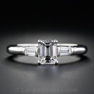 .64 Carat Emerald Cut Diamond Estate Engagement Ring