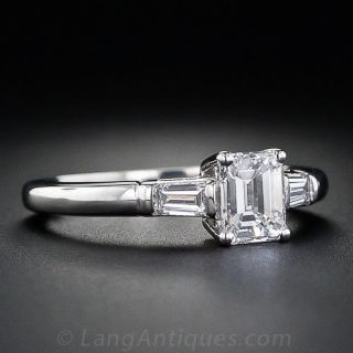 .64 Carat Emerald Cut Diamond Estate Engagement Ring
