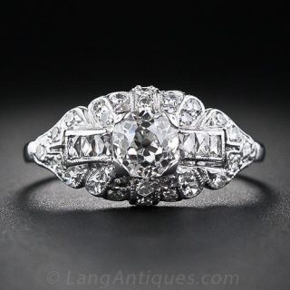 .65 Carat Art Deco Diamond Engagement Ring in Platinum 
